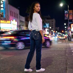 True Religion Dark Wash Low Rise Jeans 25 USA